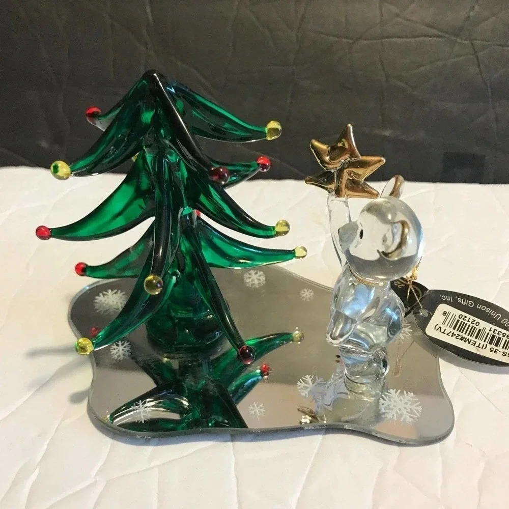 Vintage Hand-Sculpture Glass Christmas tree decorative  22Kt Gold made in 2000